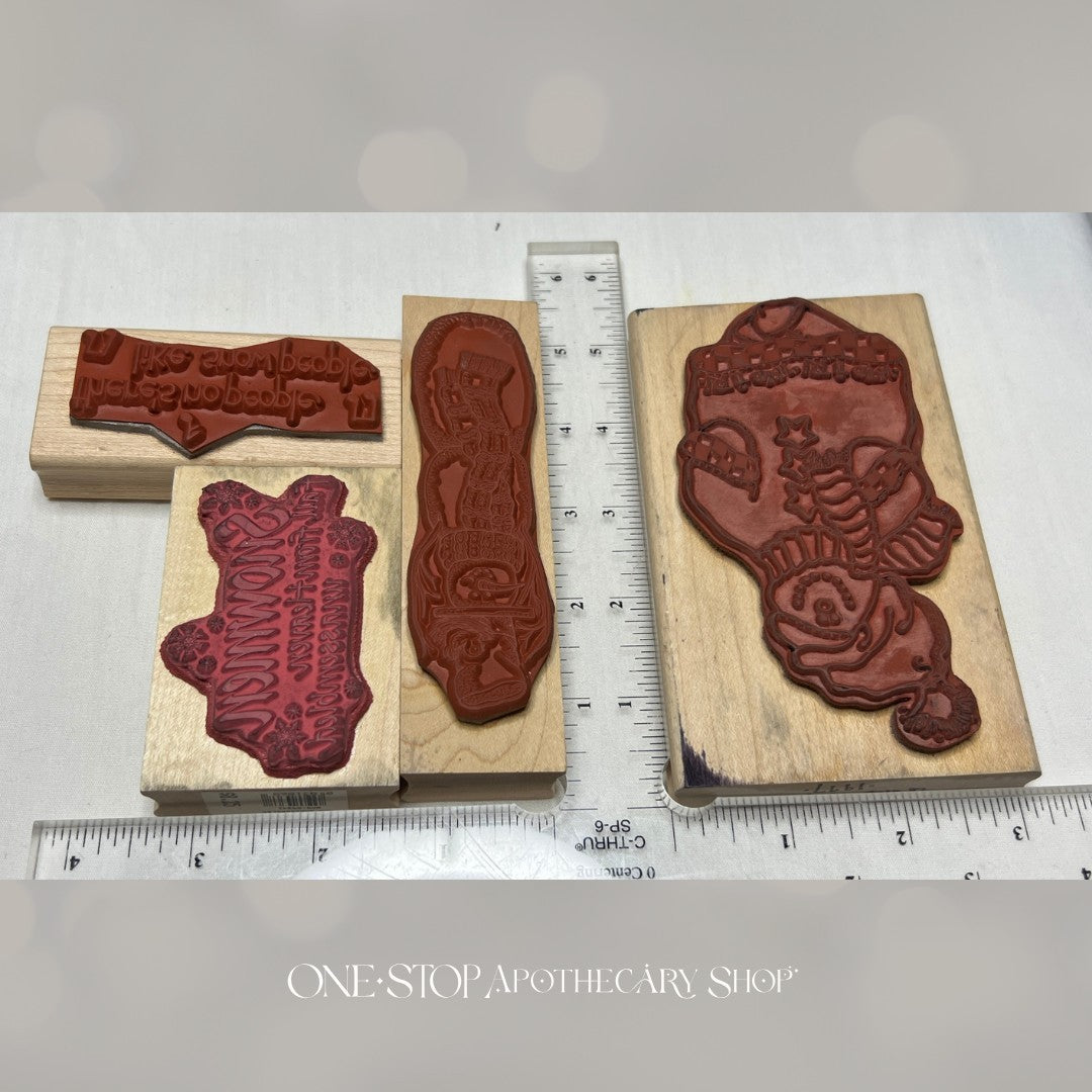 SNOWMAN Christmas Holiday Wood Rubber STamps Lot of 5