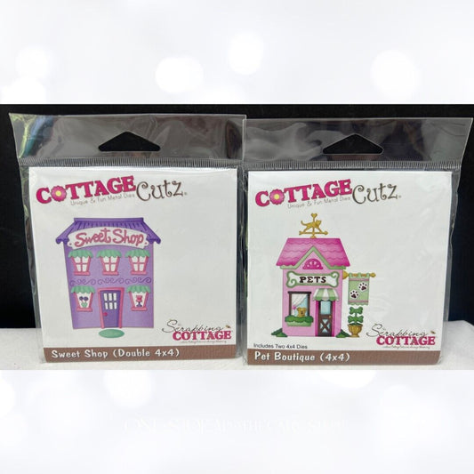Cottage Cutz PET BOUTIQUE Sweet Shop Village Dies Lot of 2