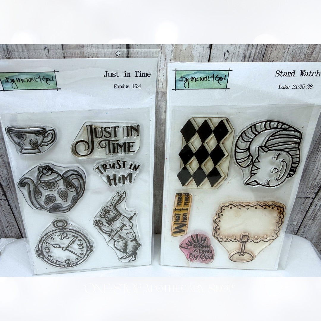 By the Well 4 JUST IN TIME Alice in Wonderland Bible Journaling Rubber Stamps