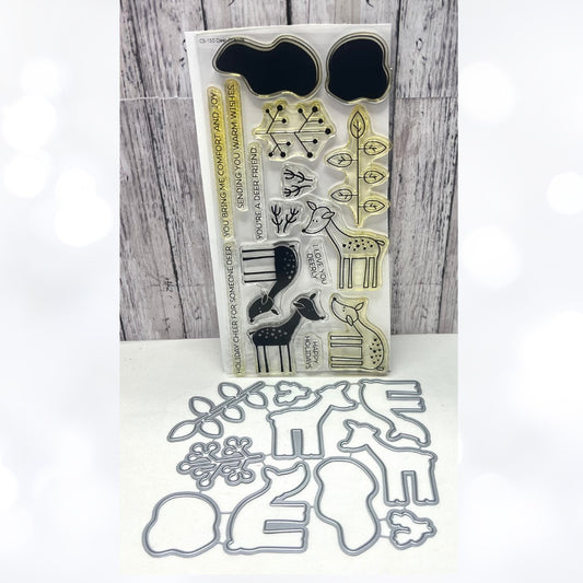My Favorite Things DEER FRIENDS Animals 4x8 Rubber Stamps Dies