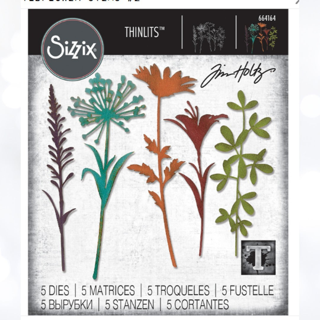 Tim Holtz WILDFLOWER STEMS 2 Flowers 664164 Thinlits Dies