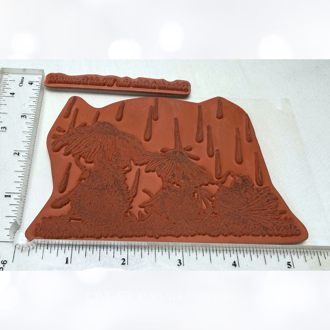 House Mouse SPRING RAIN Friends Mice Flowers Rubber Stamps