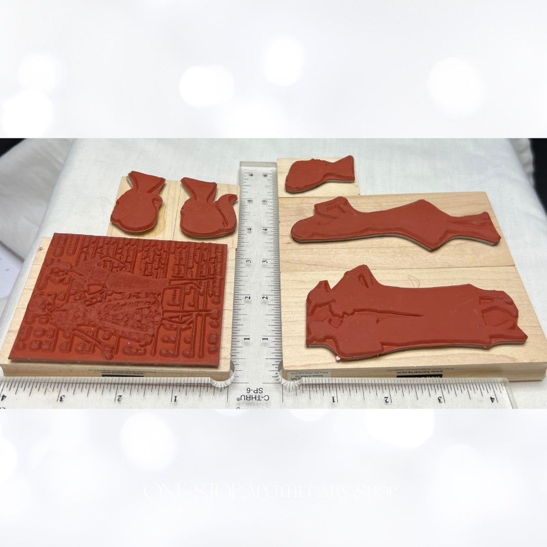 Hero Arts SILHOUETTE Girl Woman Vintage Mixed Media Rubber Stamps Lot of 6
