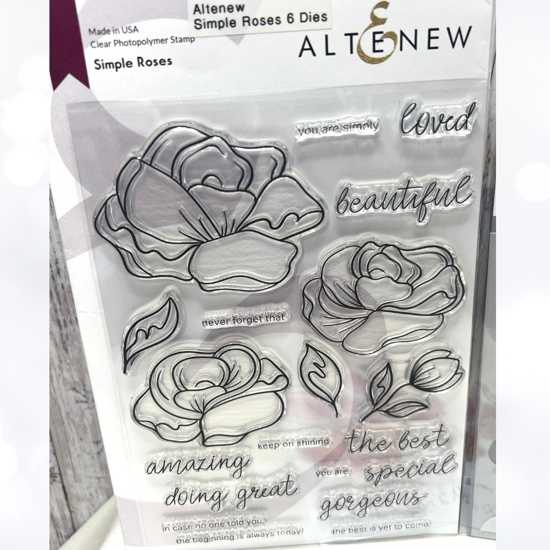 Altenew SIMPLE ROSES Flowers 6x8 Rubber Stamps Dies Masks