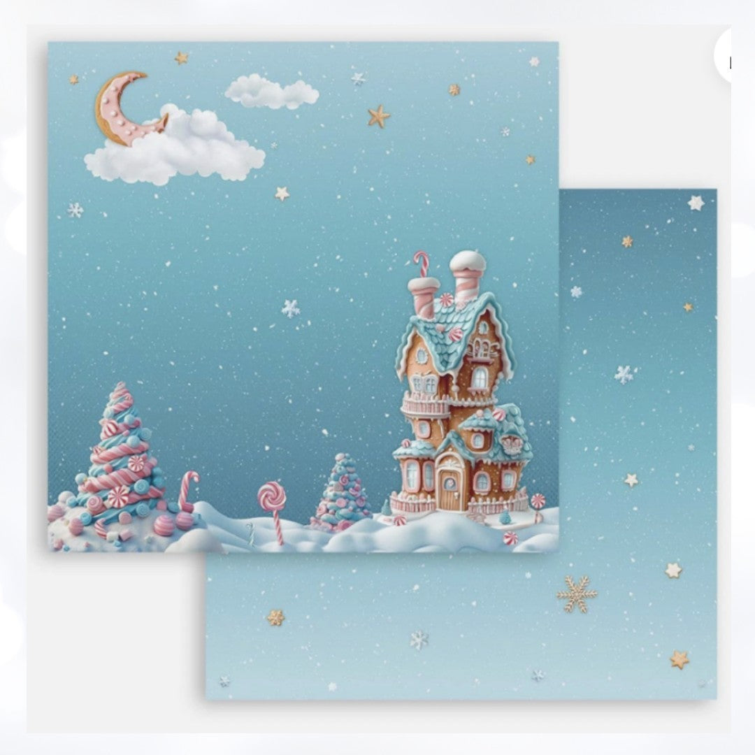 Stamperia CANDY CHRISTMAS 12x12 8x8 Cardstock Papers Packs Set of 2