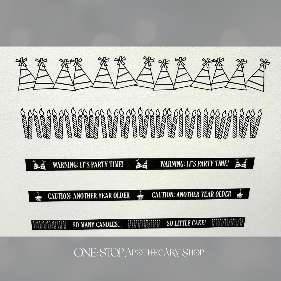 Papertrey Ink CAUTION ANOTHER YEAR OLDER Birthday Candles Rubber Stamps Dies