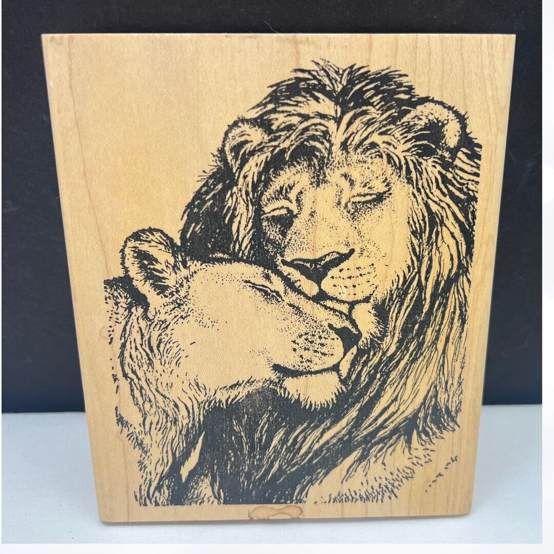 Biblical Impressions LION & LIONESS Zoo Animals Wildlife Rubber Stamp
