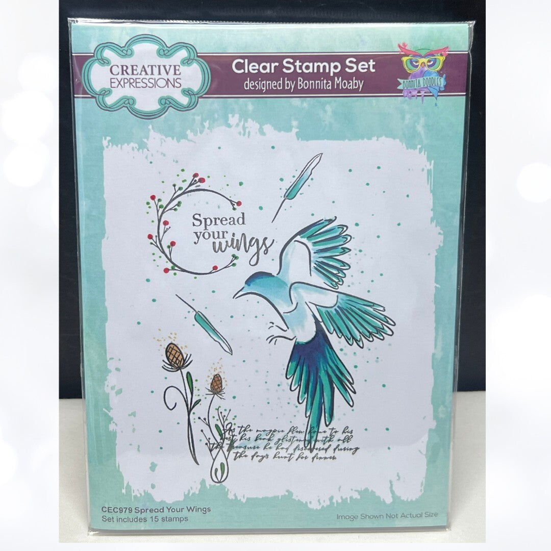 Creative Expressions SPREAD YOUR WINGS Bird 6x8 Rubber Stamps