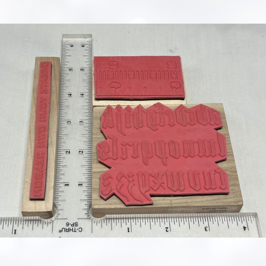 Postmodern Design GOTHIC ALPHABET Numbers Mixed Media Rubber Stamps Lot