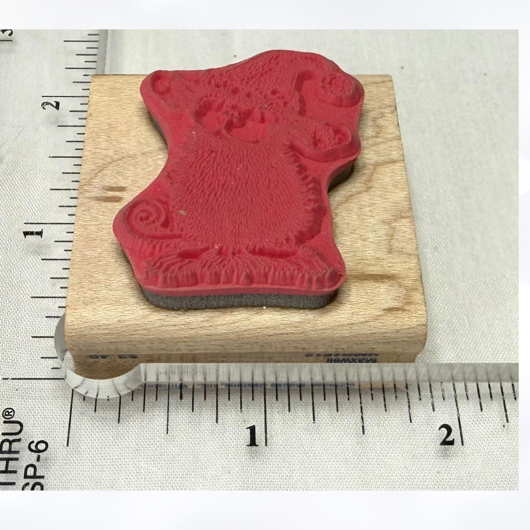 House Mouse SANTA'S LITTLE HELPER Christmas Santa Hat Mice Rubber Stamp