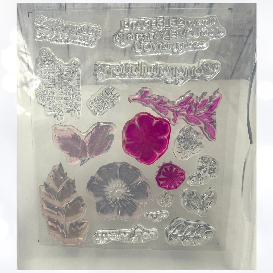 Stampin Up EVERYTHING IS ROSY Flowers Rubber Stamps Dies 6x6 Paper