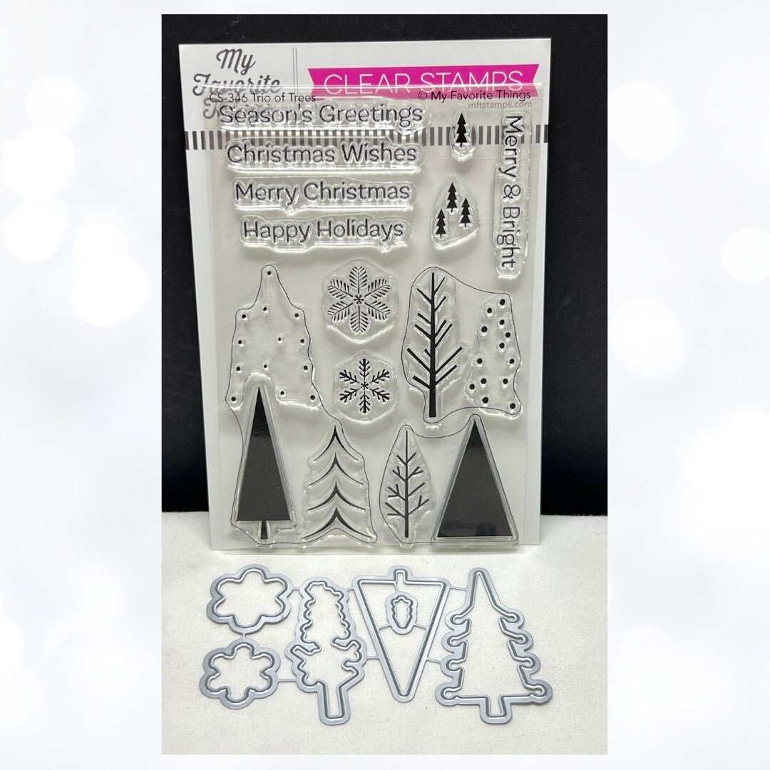 My Favorite Things TRIO OF TREES Christmas Holiday Rubber Stamps Dies