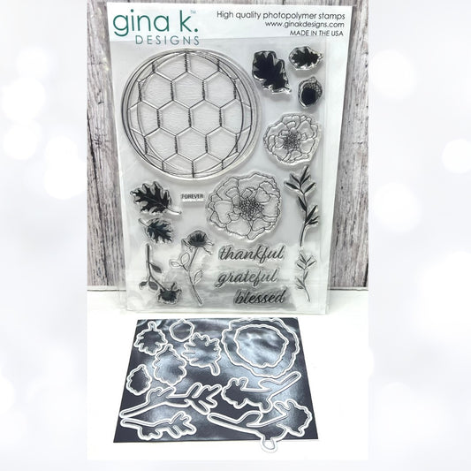 Gina K Designs FOREVER Flowers Floral 6x8 Rubber Stamps Die