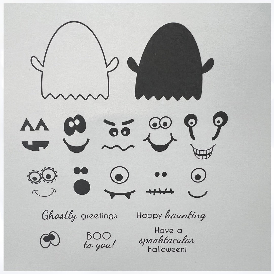 Papertrey Ink HAPPY HAUNTING Monster Ghost Halloween Rubber Stamps Die