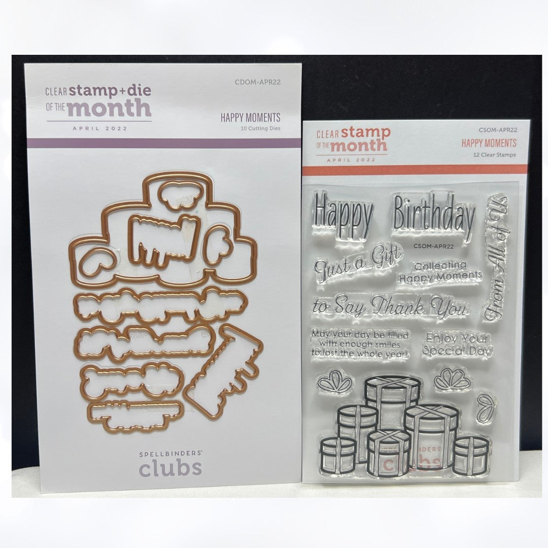 Spellbinders HAPPY MOMENTS Clear Stamp & Dies of the Month Birthday April 2022
