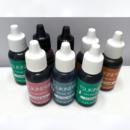 Tsukineko Dye INK REFILLS Reinkers 0.5oz Lot of 8
