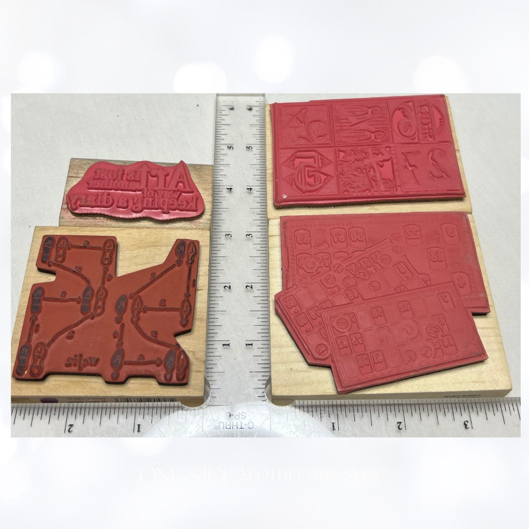 Mixed Media Stampers Anonymous Waltz Games Numbers Rubber Stamps Lot of 4