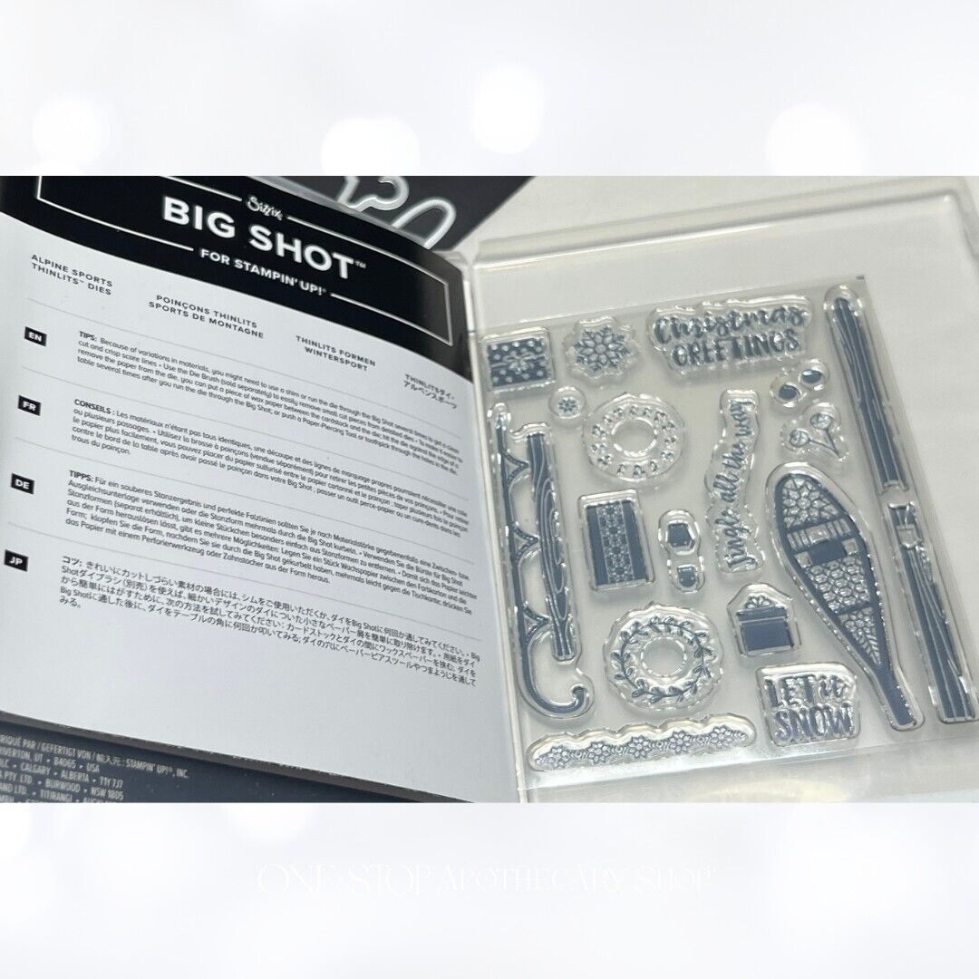 Stampin Up ALPINE ADVENTURE Winter Sledding Skiing Rubber Stamps Dies