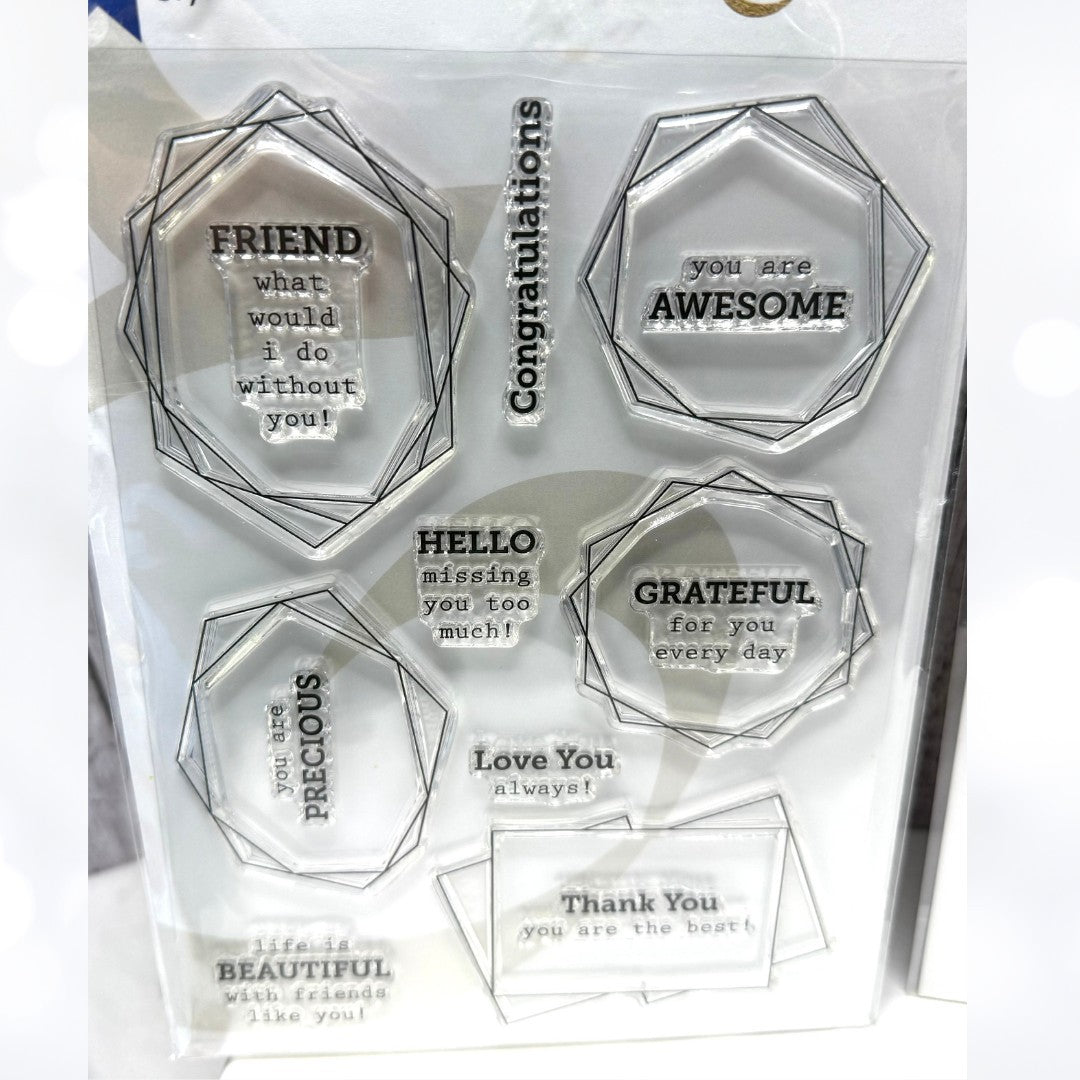 Altenew CRYSTAL FRAMES Sentiments 6x8 Rubber Stamps Dies