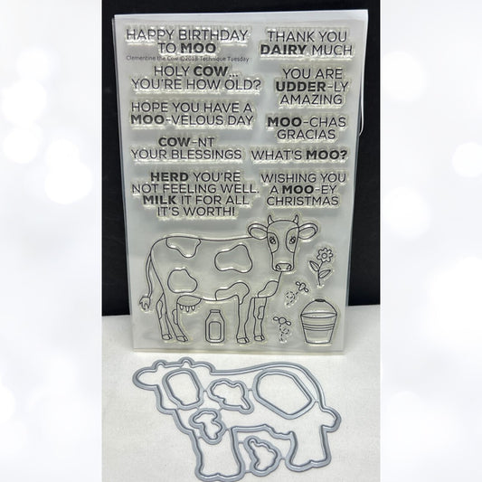 Technique Tuesday CLEMENTINE THE COW Farm Animals Funny Rubber Stamps Dies