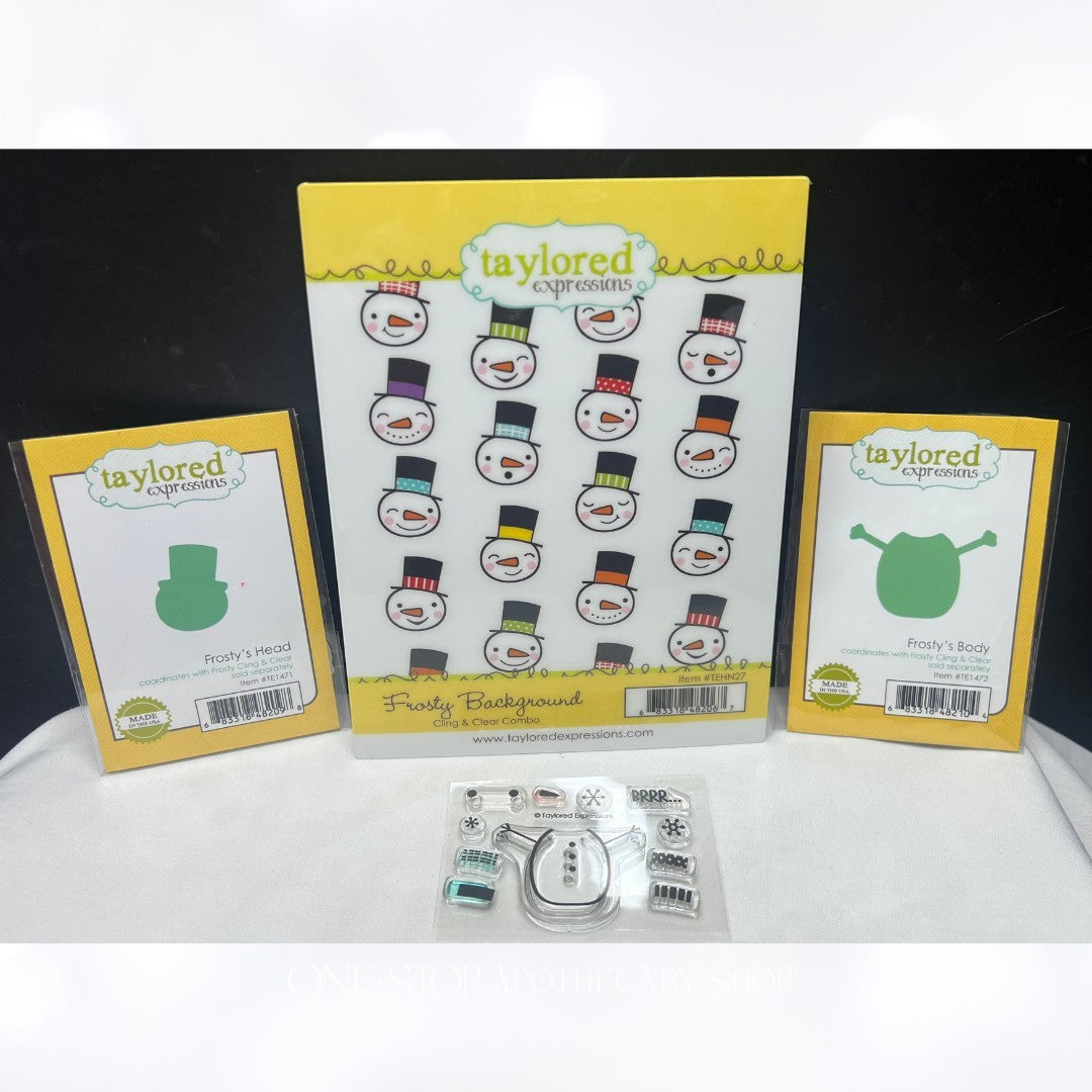 Taylored Expressions FROSTY BACKGROUND Snowman Christmas Rubber Stamps Dies