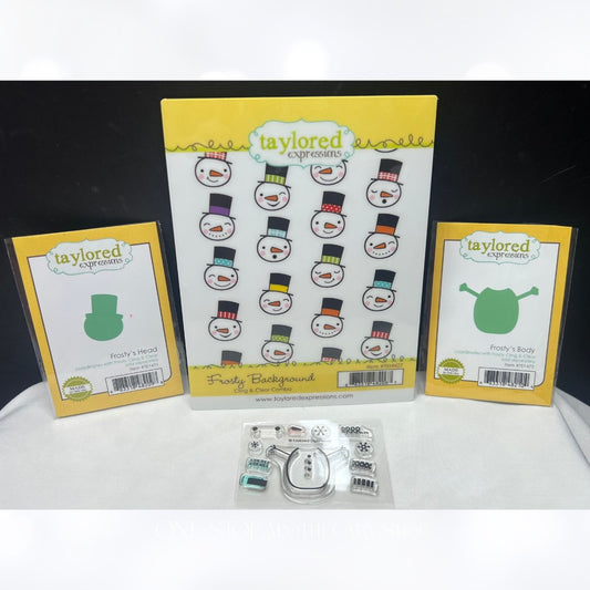 Taylored Expressions FROSTY BACKGROUND Snowman Christmas Rubber Stamps Dies