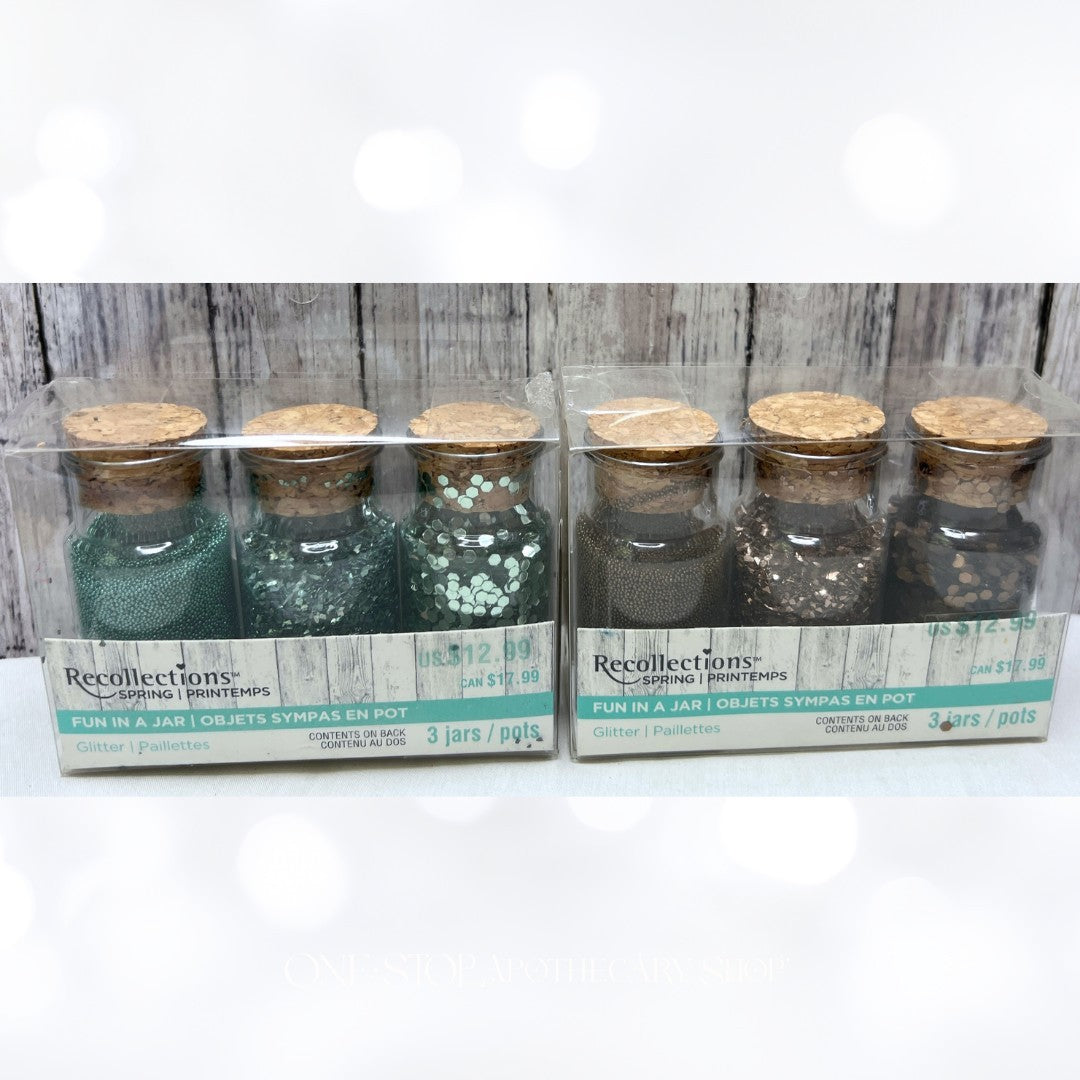 Recollections FUN IN A JAR Glitter Beads Embellishments Lot of 2