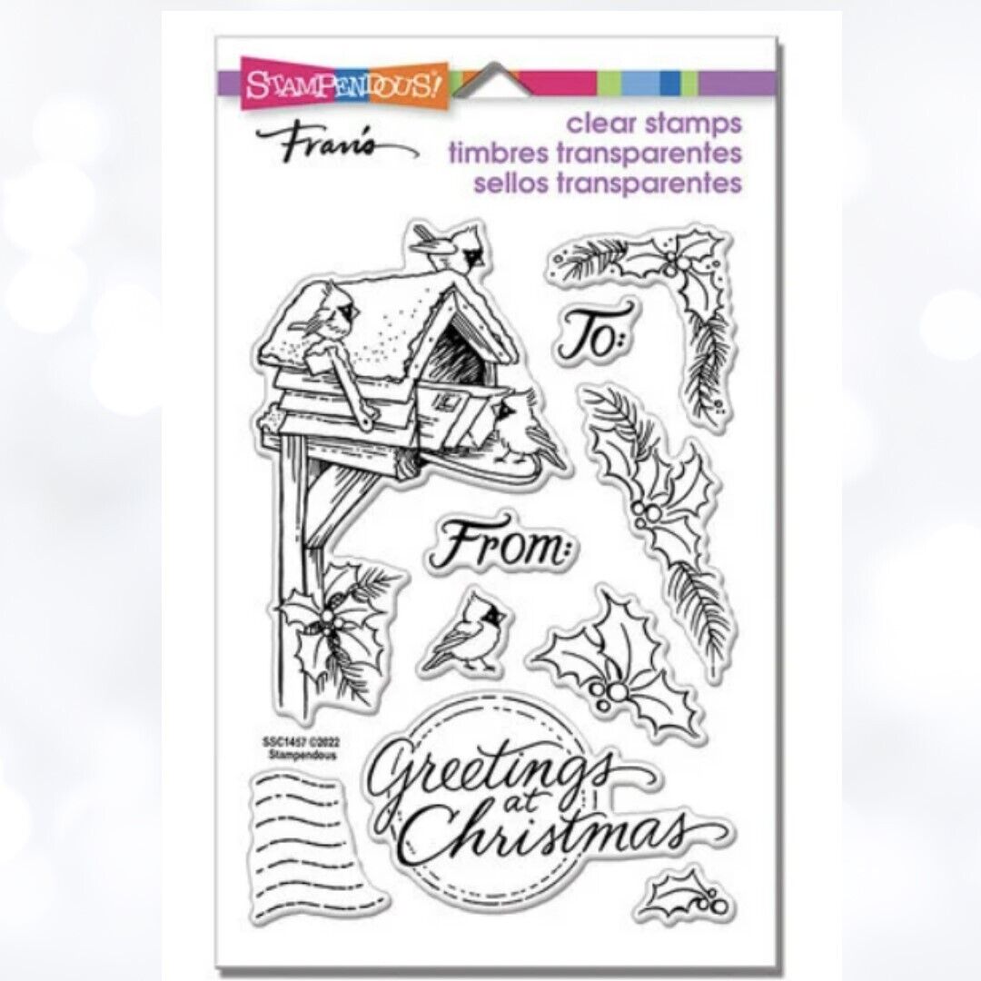 Stampendous MAILBOX Autumn Birdies Rustic Christmas Rubber Stamps Lot of 3