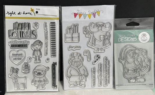 Gerda Steiner Janes Doodles CHRISTMAS Santa Puppy Elves Holiday Rubber Stamps