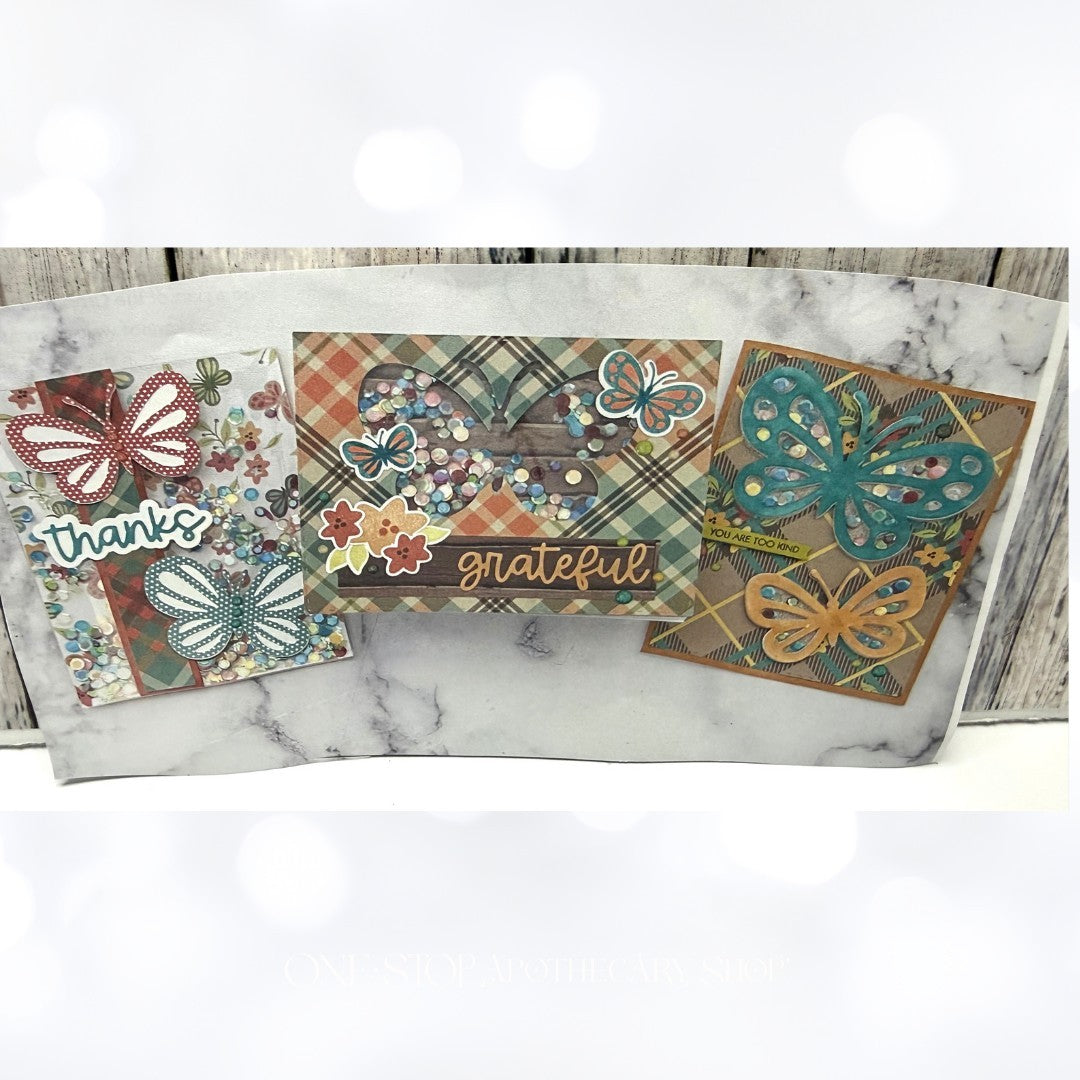 Pink & Main THOUGHTFUL BUTTERFLIES Butterfly Rubber Stamps Dies Paper Kit