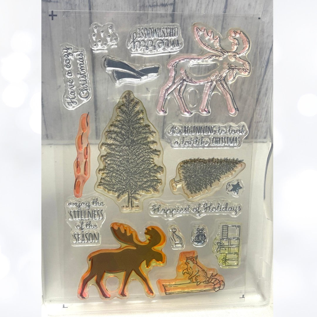 Stampin Up MERRY MOOSE Christmas Rubber Stamps