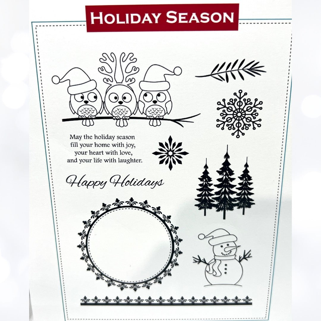Gina K Designs HOLIDAY SEASON Owls Snowman Christmas Rubber Stamps Dies