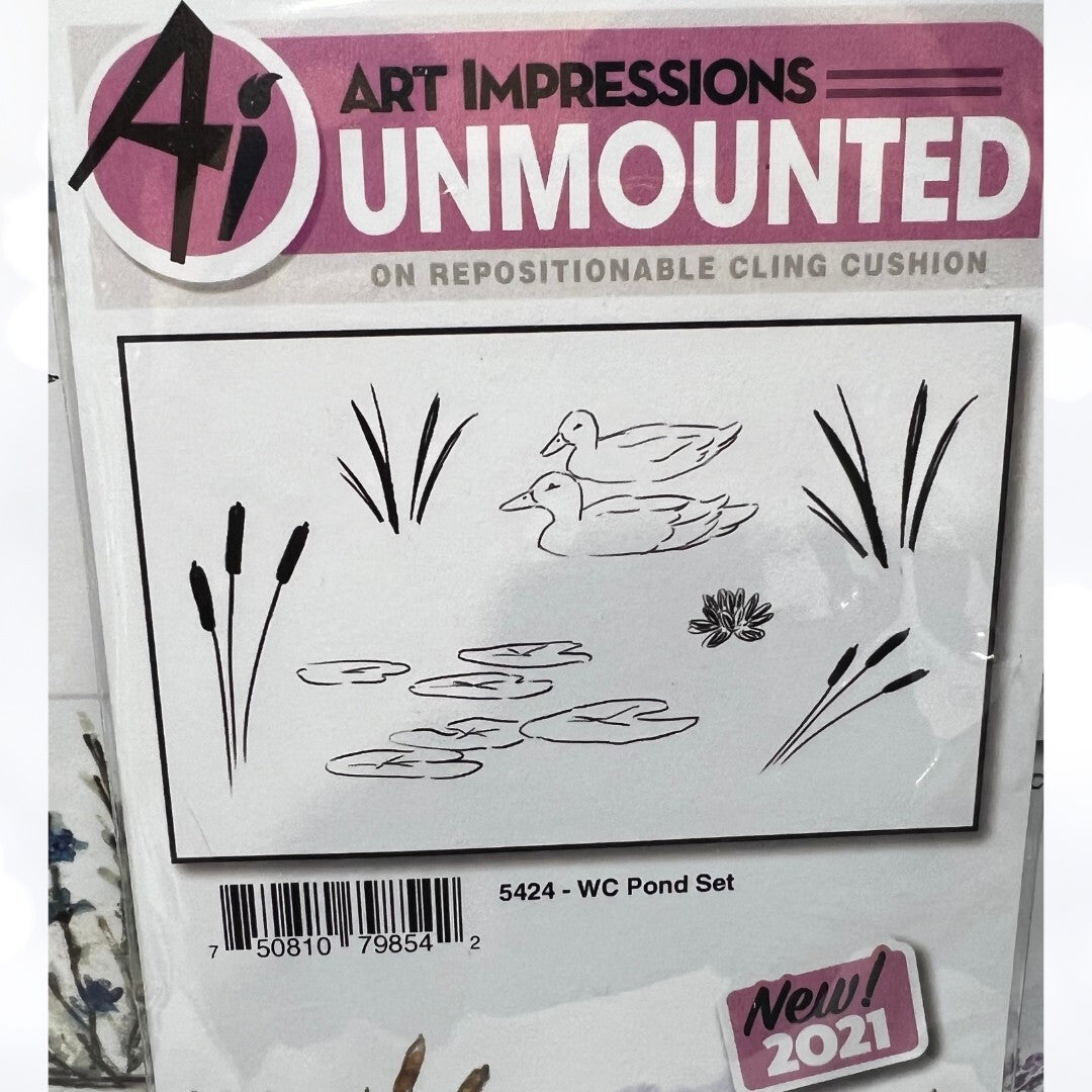Art Impressions FALL Pond Weathers Swan Watercolor Rubber Stamps Lot of 3