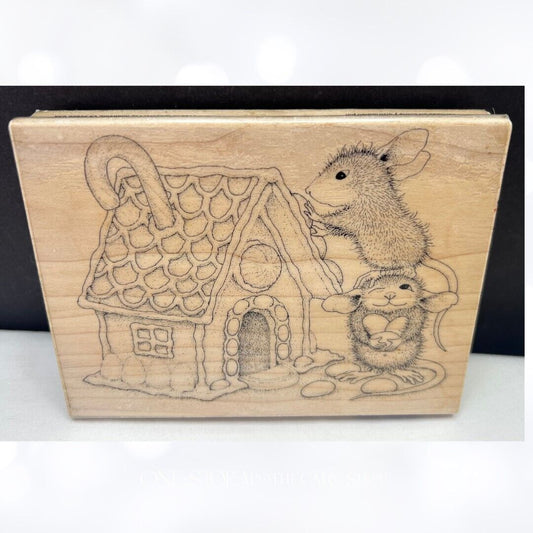 House Mouse GINGERBREAD HOUSE Mice Christmas Cookie Rubber Stamp