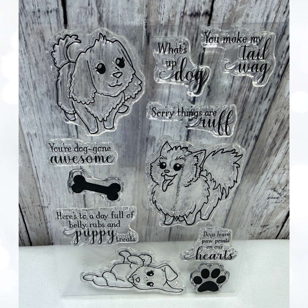 Gina K Designs PLAYFUL PUPS Dogs Puppy Rubber Stamps Dies