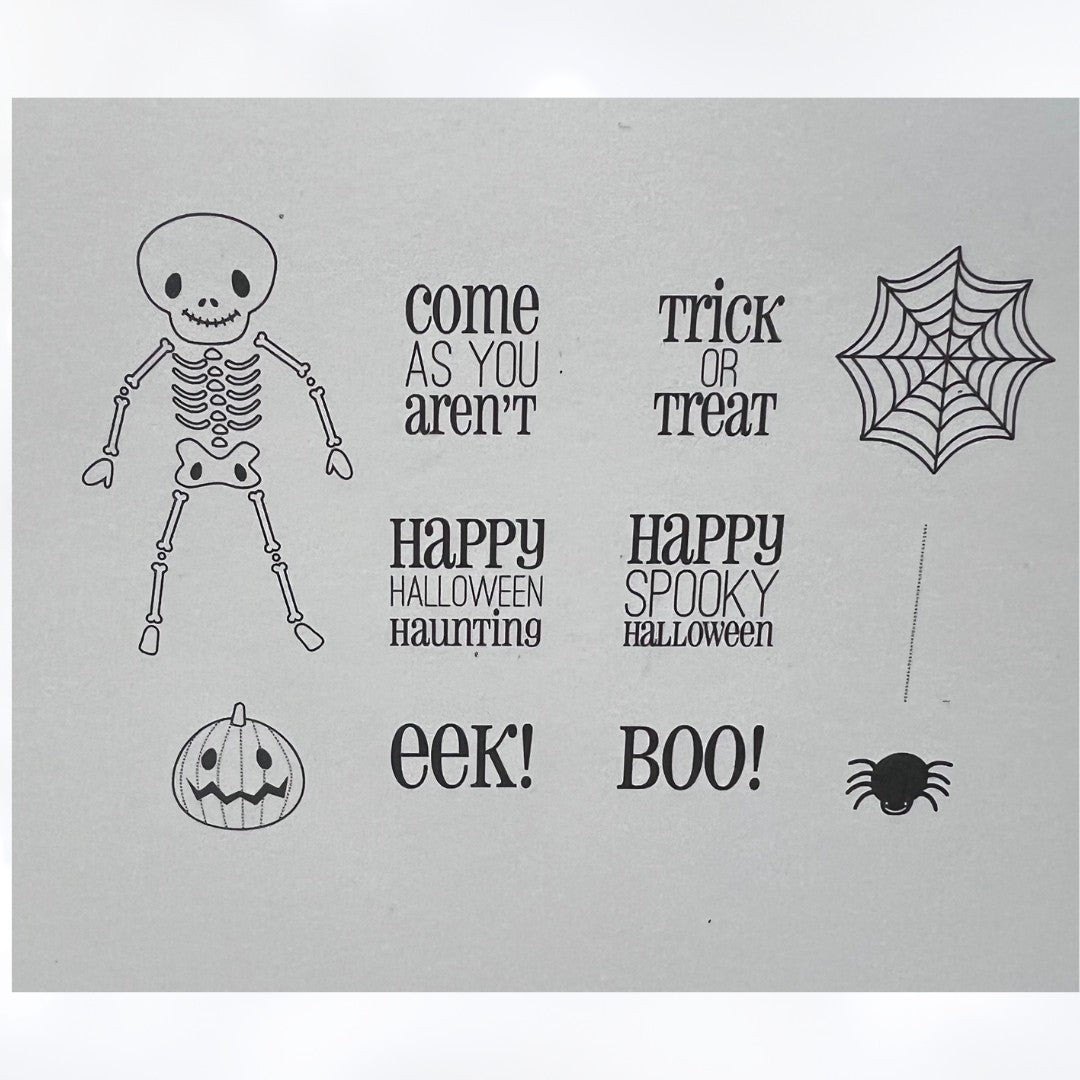 Papertrey Ink MR BONES Halloween Skeleton Rubber Stamps Dies Rare