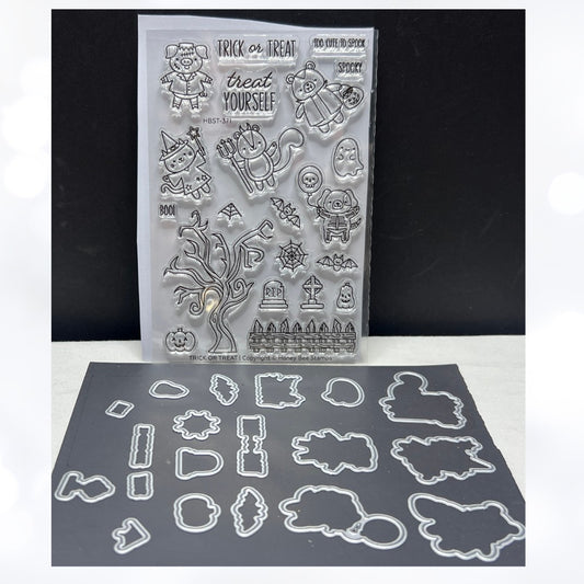 Honey Bee TRICK OR TREAT Animals Halloween Rubber Stamps Dies