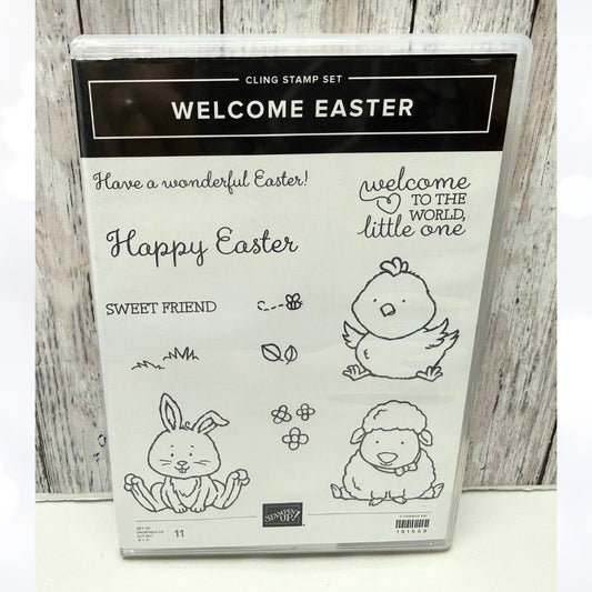 Stampin Up WELCOME EASTER Chick Sheep Bunny Rubber Stamps