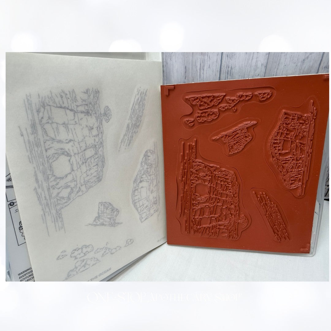 Stampin Up CLIFFS BY THE OCEAN Sea Seascape Rubber Stamps