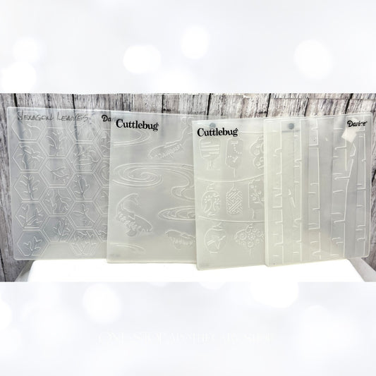 Cuttlebug Darice ASIAN Koi Bamboo Embossing Folders Lot of 4