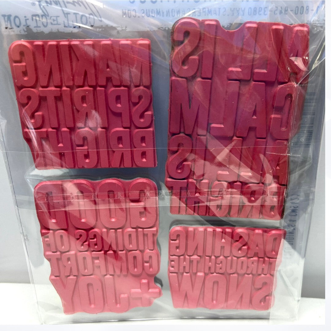 Tim Holtz BOLD TIDINGS Christmas Greetings Rubber Stamps Sets 1,2,3 & 4