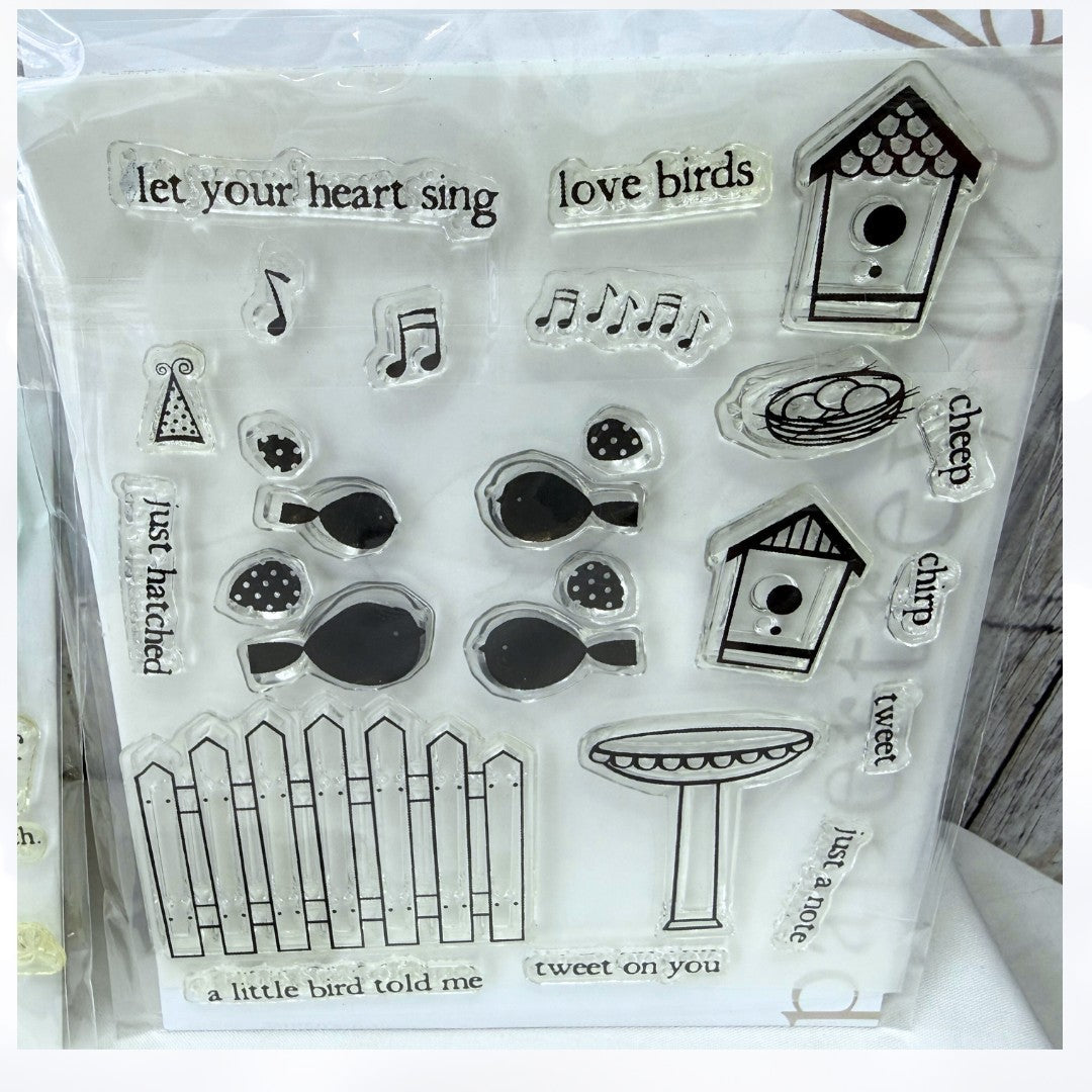 Papertrey Ink LITTLE BITTY BIRD Additions Picket Fence Rubber Stamps