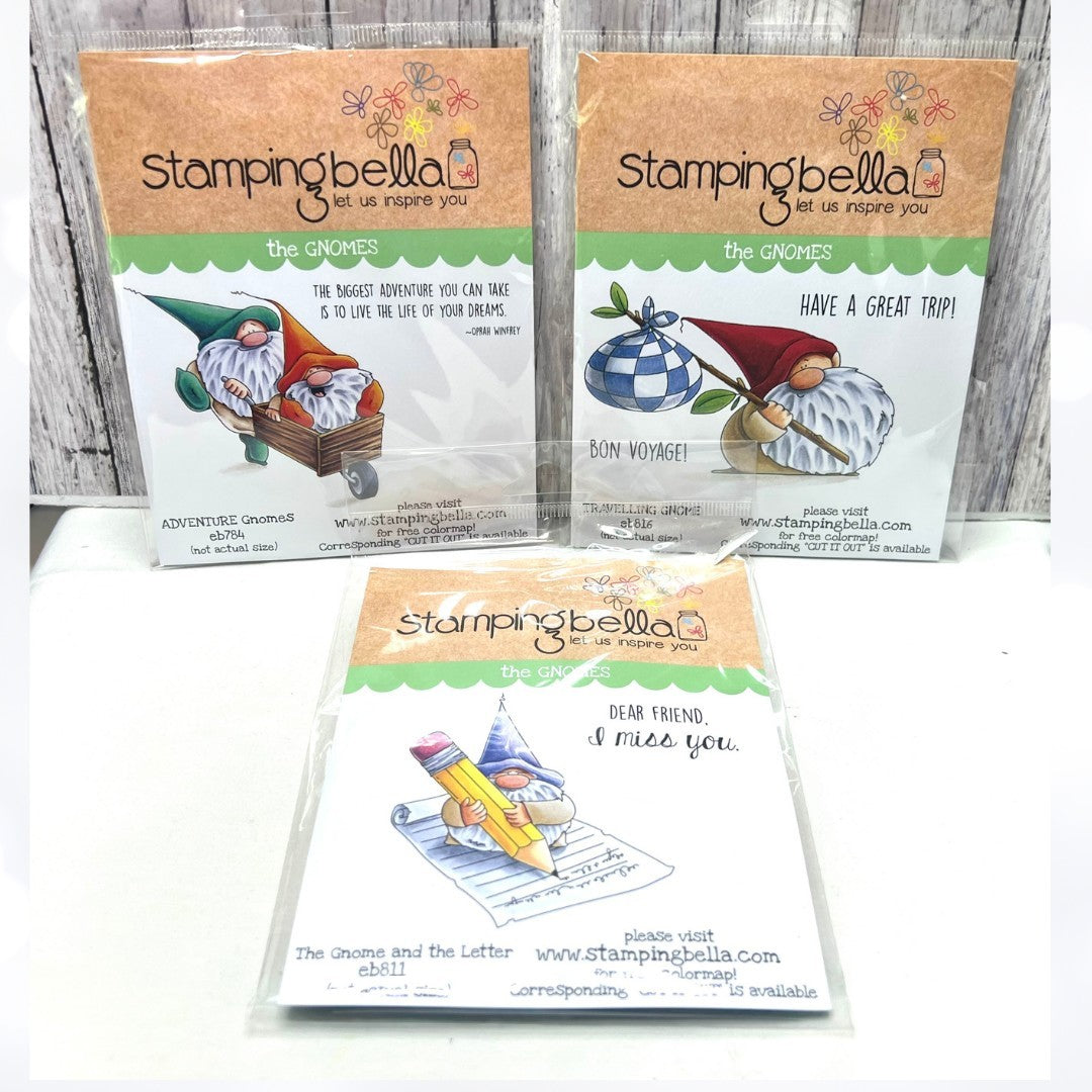 Stamping Bella GNOMES Rubber Stamps Lot of 3