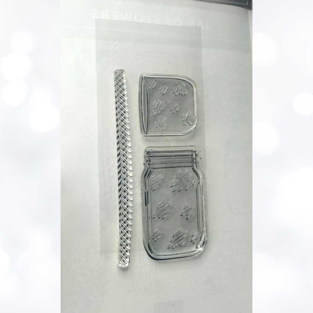 Stampin Up JAR OF FLOWERS Mason Rubber Stamps Punch Shakers Set