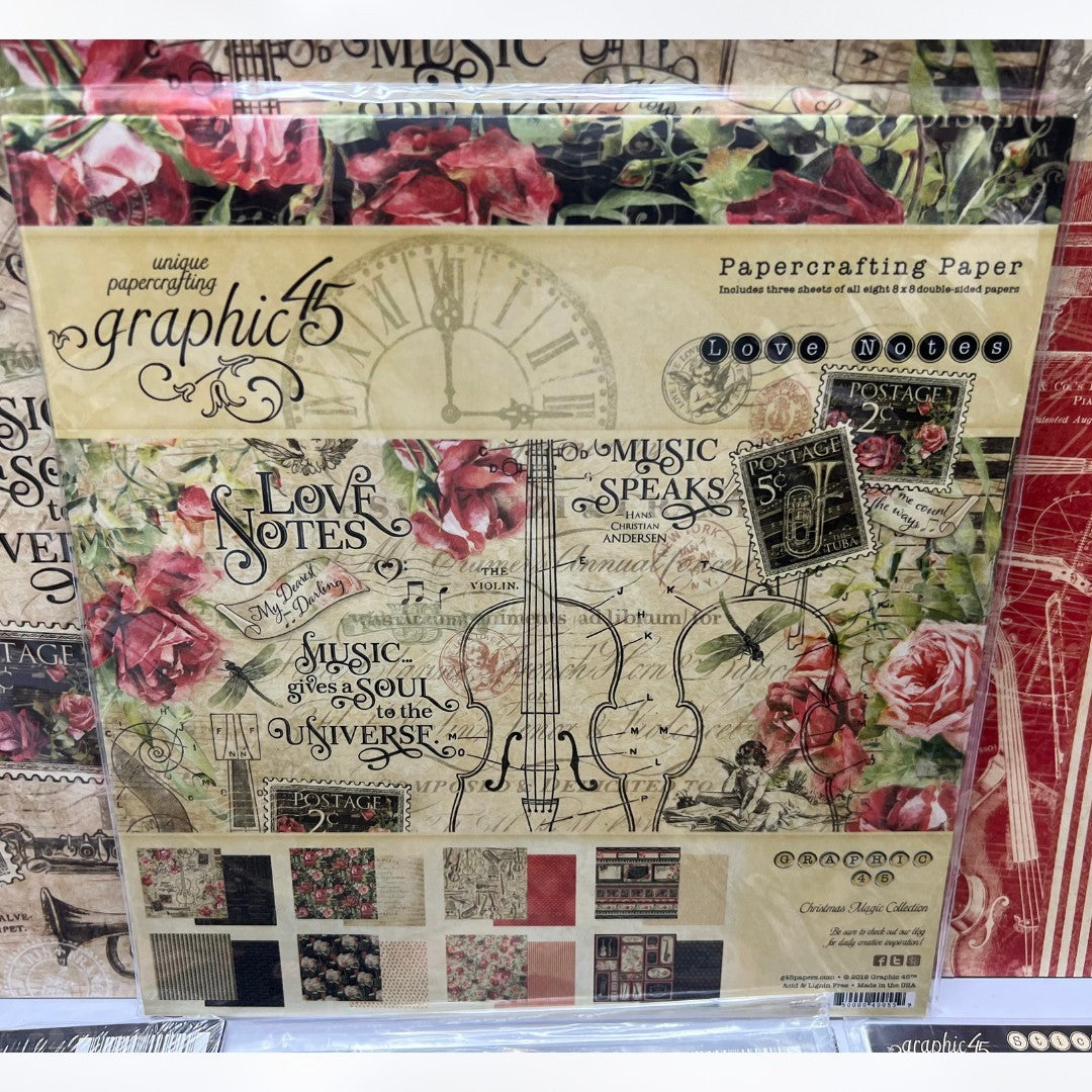 Graphic 45 LOVE NOTES Music 12x12 8x8 Paper Chipboard Stickers Collection Kit