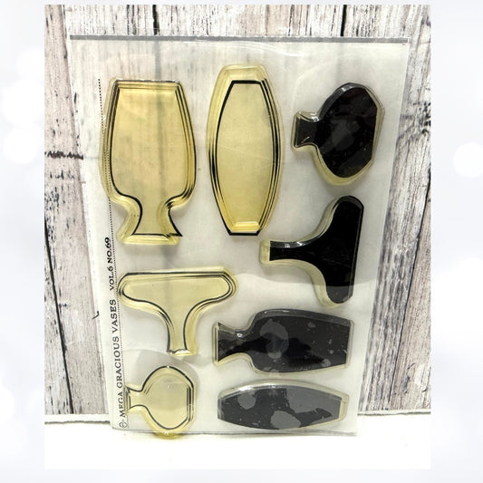 Papertrey Ink MEGA GRACIOUS VASES Floral Rubber Stamps Dies