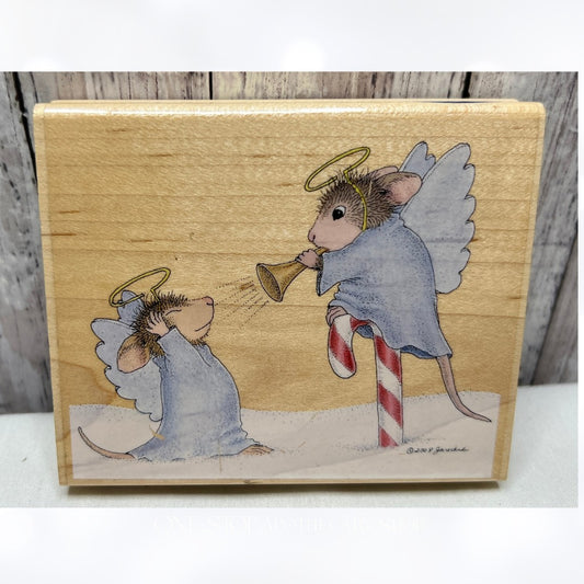 House Mouse SWEET MUSIC Angels Christmas Mice Rubber Stamp