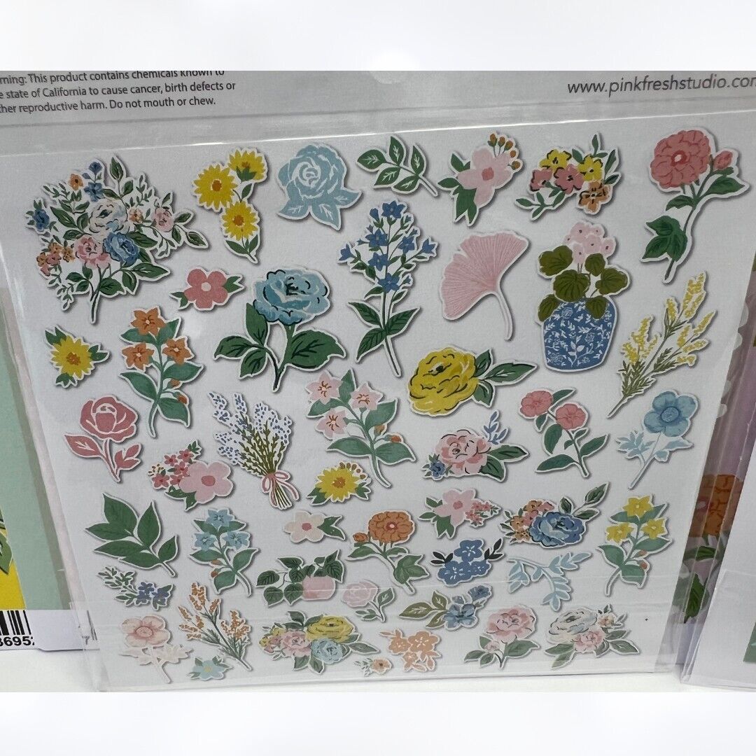 Pinkfresh Studio FLOWER MARKET 12X12 Paper Stickers Die Cuts Scrapbook Card Kit