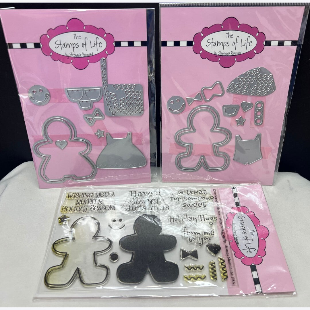 The Stamps Of Life GINGERBREAD Cookies Christmas Girl Boy Rubber Stamps Dies