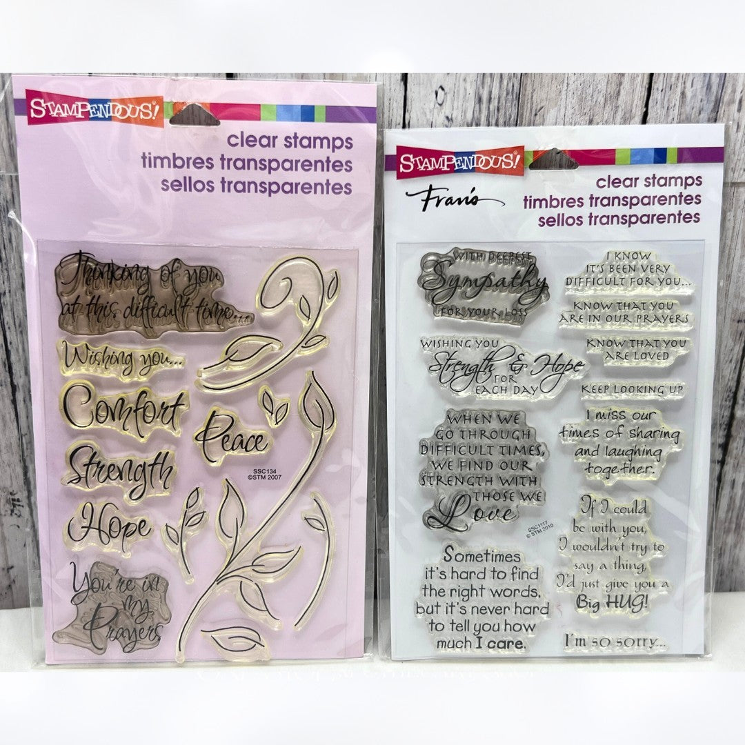Stampendous SYMPATHY Encouragement Sentiments Greetings Rubber Stamps Set of 2